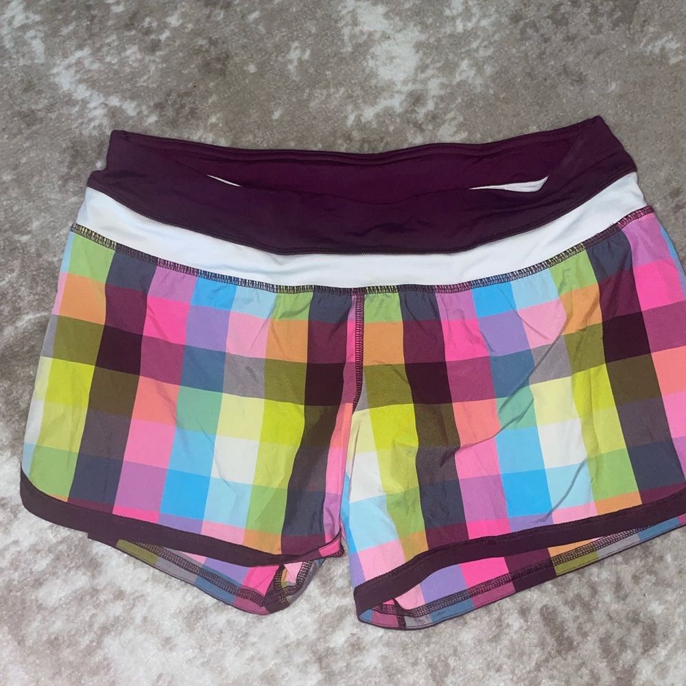 LuLuLemon Multi-Colored Checkered Running Shorts